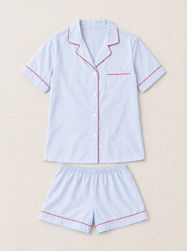 Lyocell short pyjama set with piping and short sleeves for women
