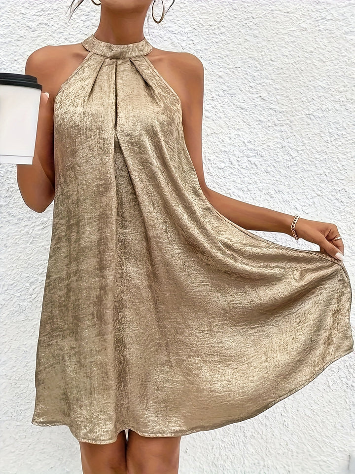 Halter neck A-line dress for women