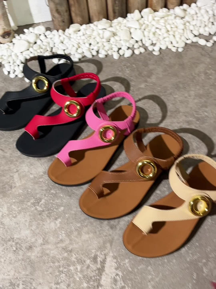 Toe-ring sandals with cushioned footbed for women