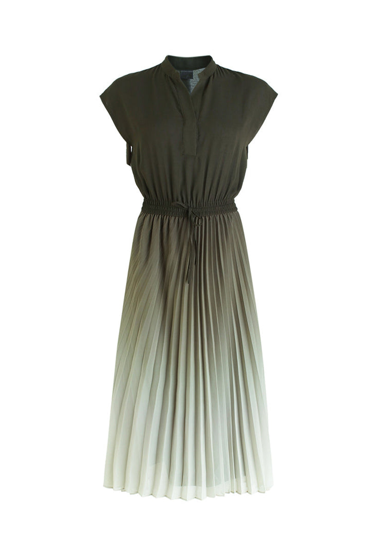 Ombre pleated midi dress with keyhole neck for women