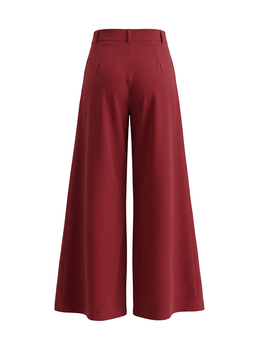 Pleated wide leg pants high waisted relaxed fit for women