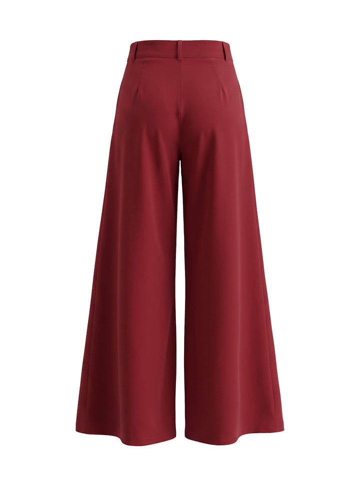 Pleated wide leg pants high waisted relaxed fit for women