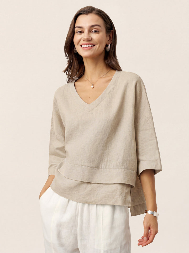 Linen layered overtop with drop shoulders for women