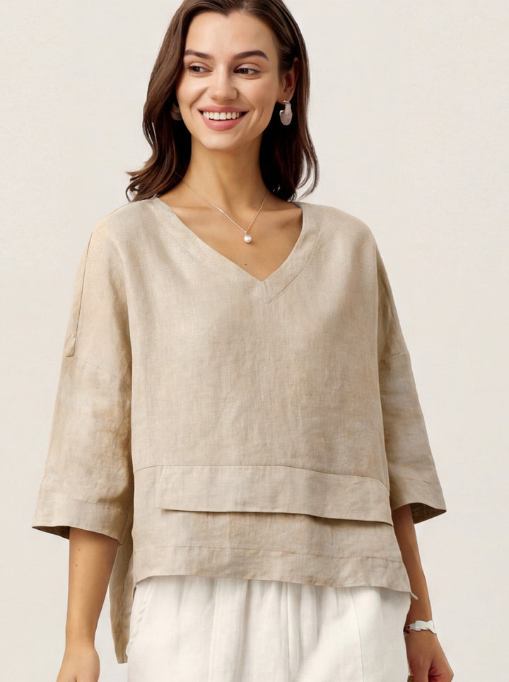 Linen layered overtop with drop shoulders for women
