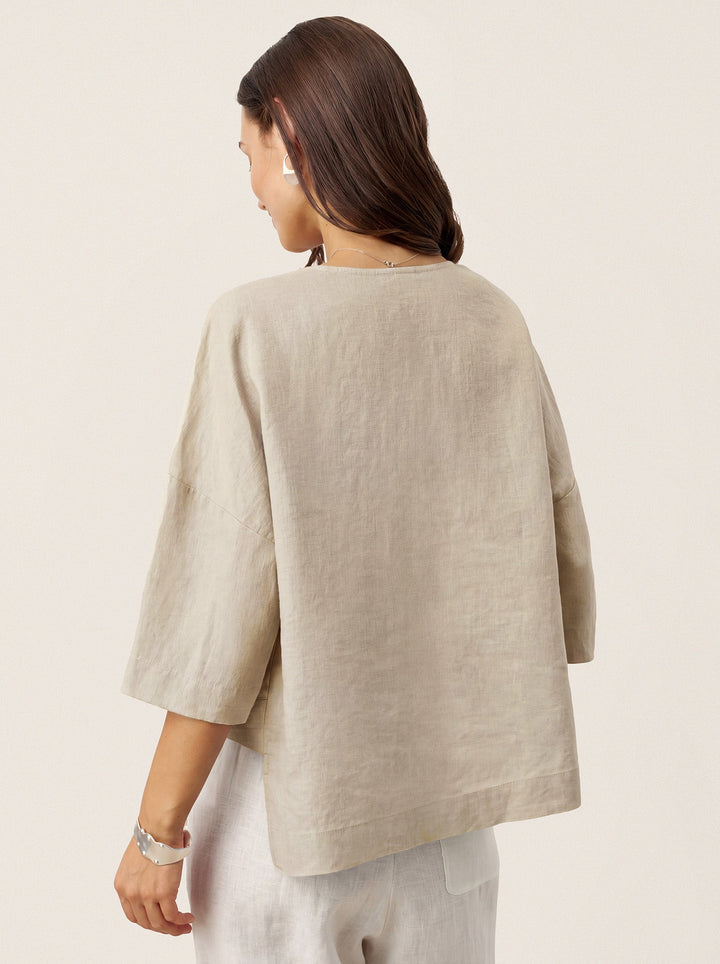 Linen layered overtop with drop shoulders for women