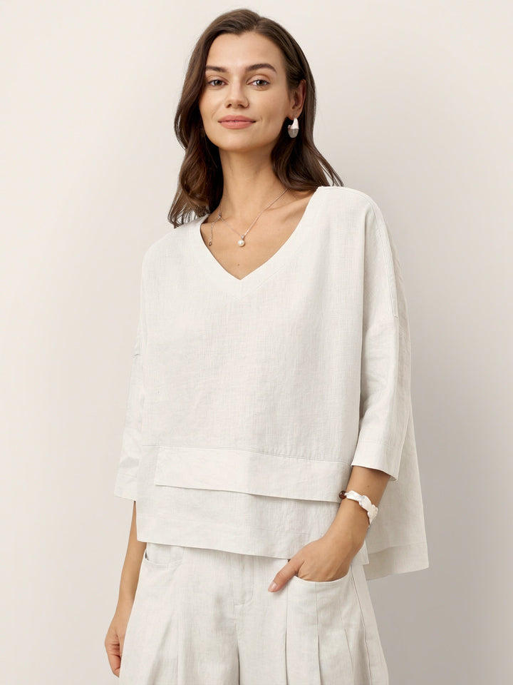 Linen layered overtop with drop shoulders for women