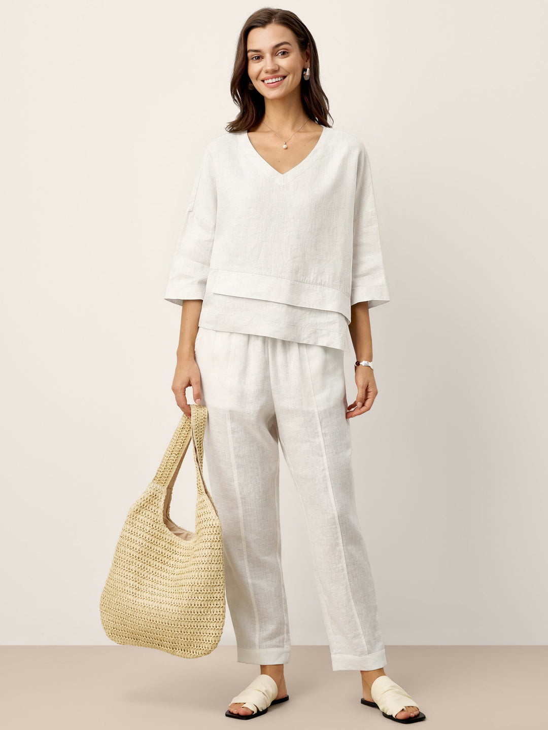 Linen layered overtop with drop shoulders for women