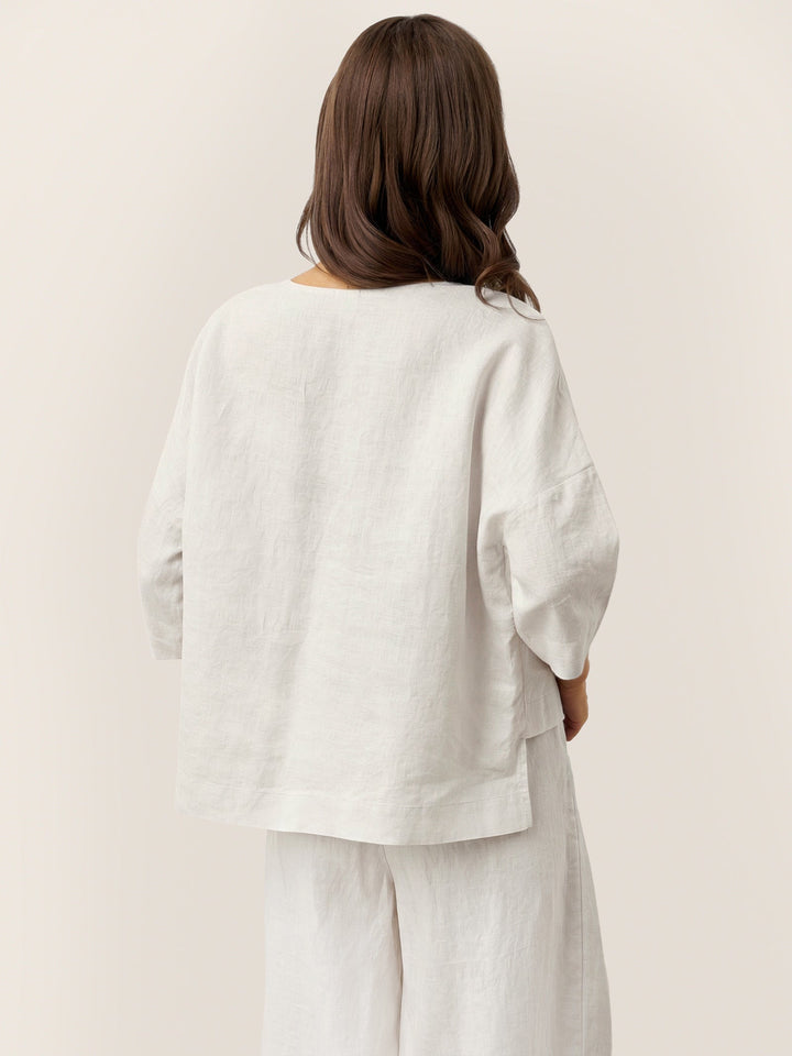 Linen layered overtop with drop shoulders for women