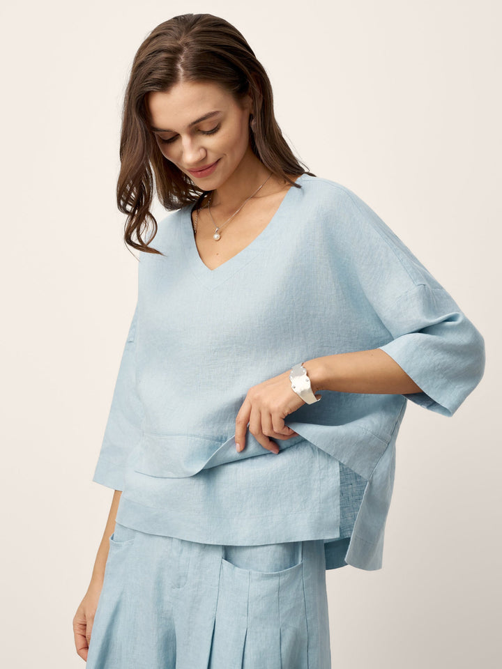 Linen layered overtop with drop shoulders for women