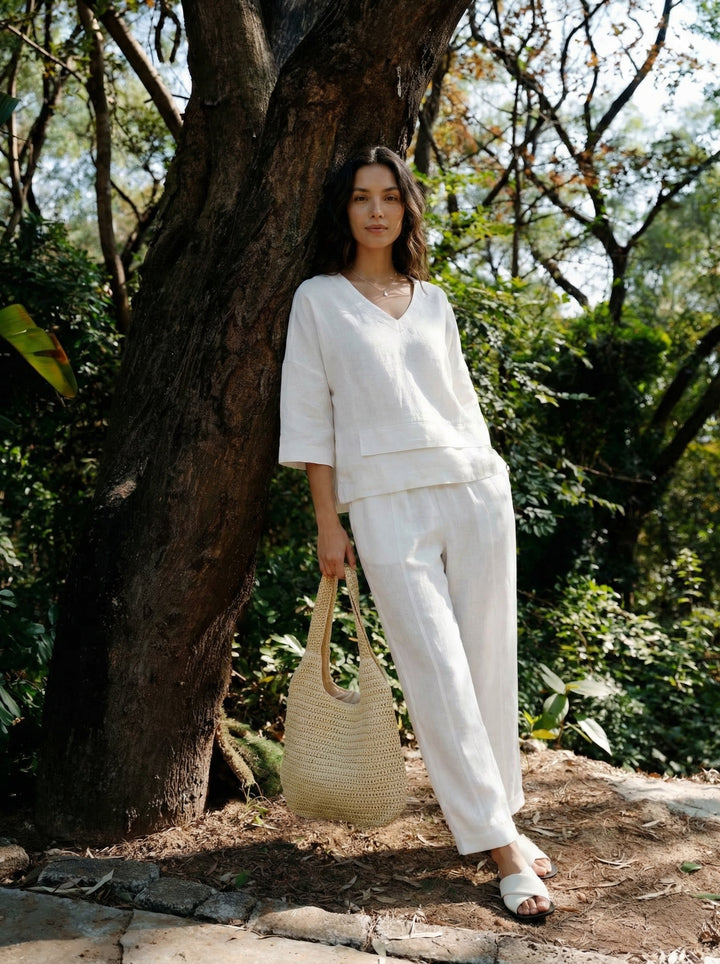 Linen layered overtop with drop shoulders for women