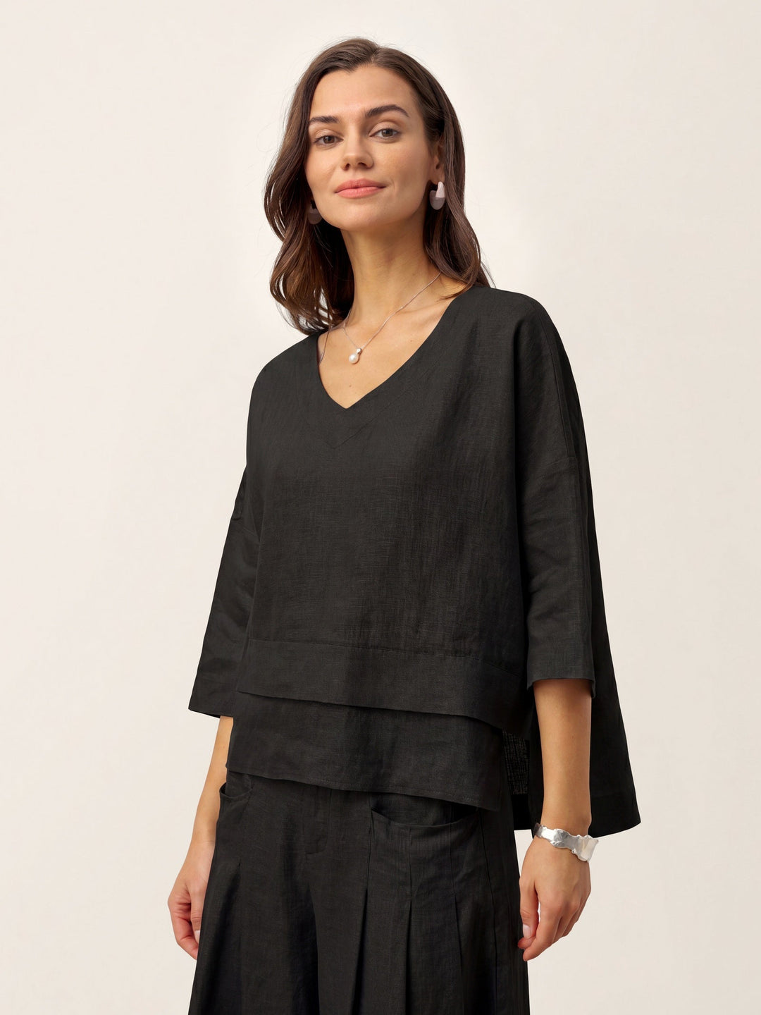 Linen layered overtop with drop shoulders for women