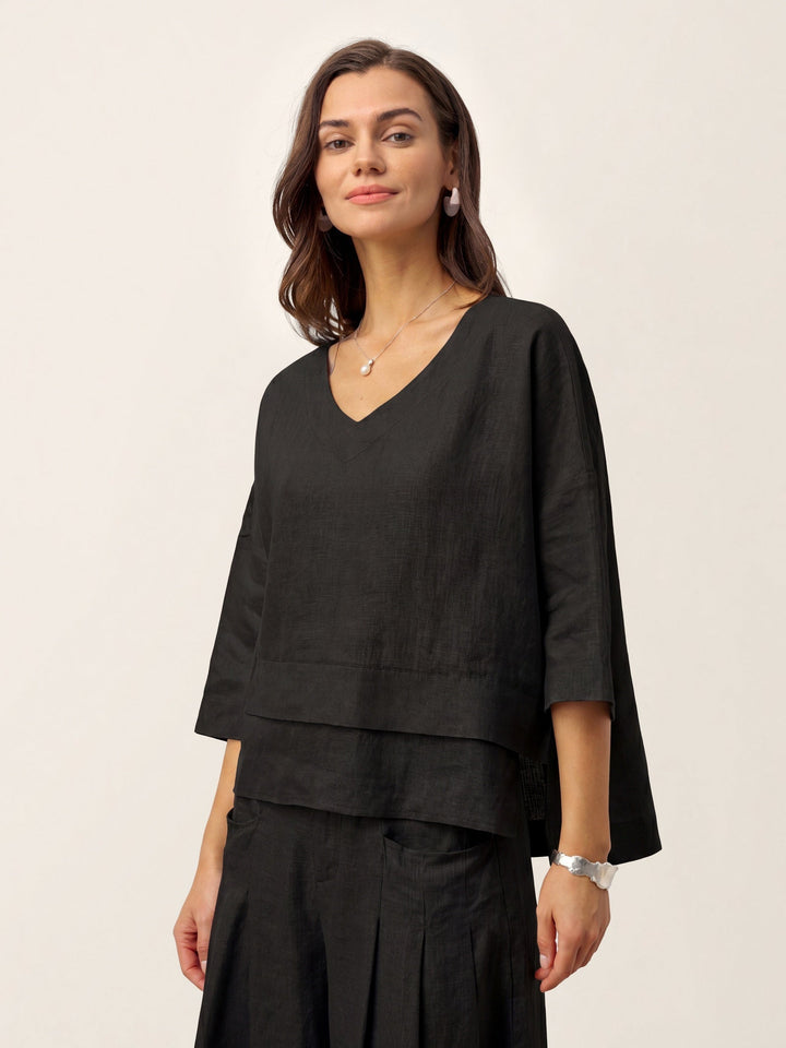 Linen layered overtop with drop shoulders for women