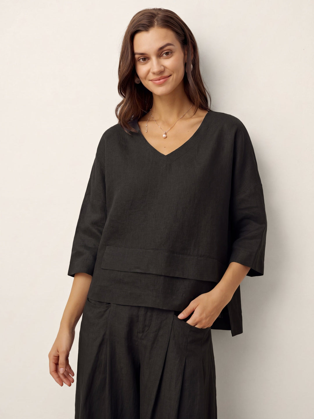 Linen layered overtop with drop shoulders for women
