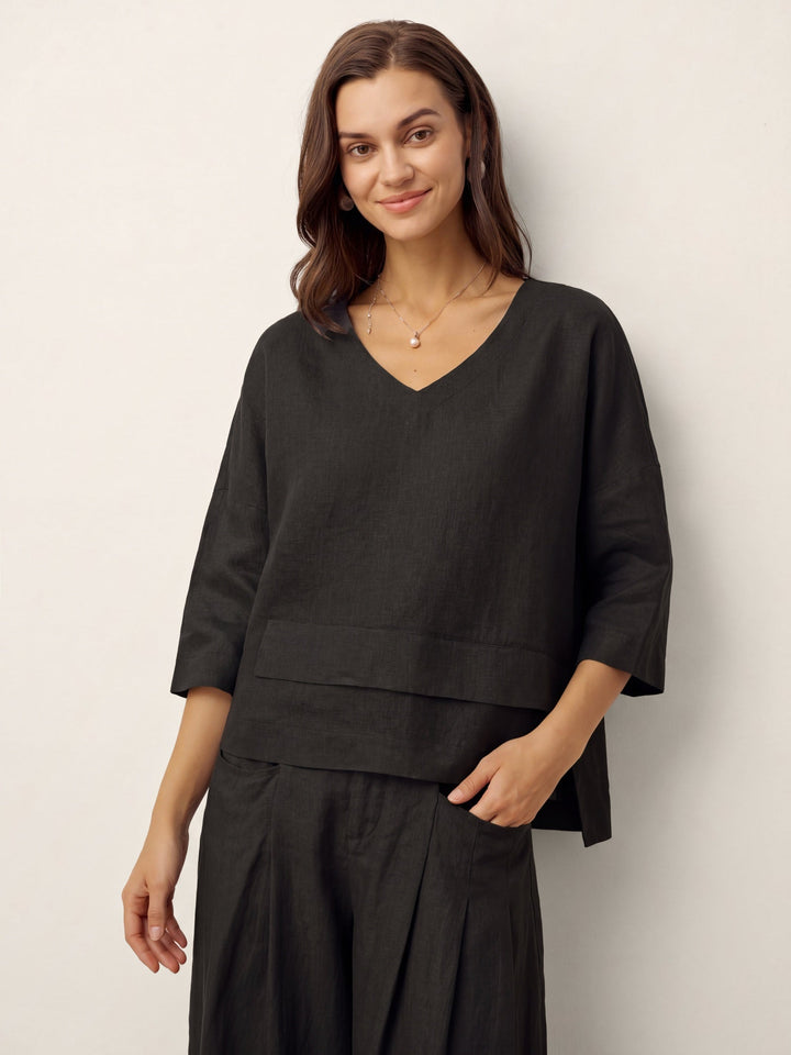 Linen layered overtop with drop shoulders for women