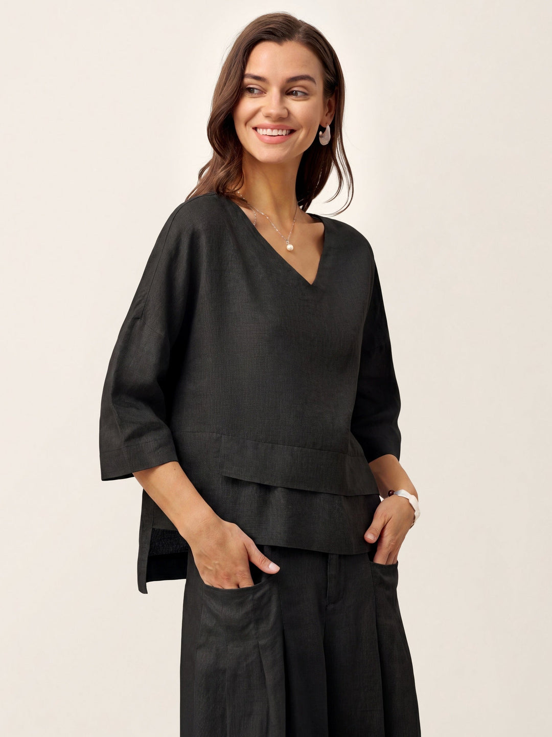 Linen layered overtop with drop shoulders for women