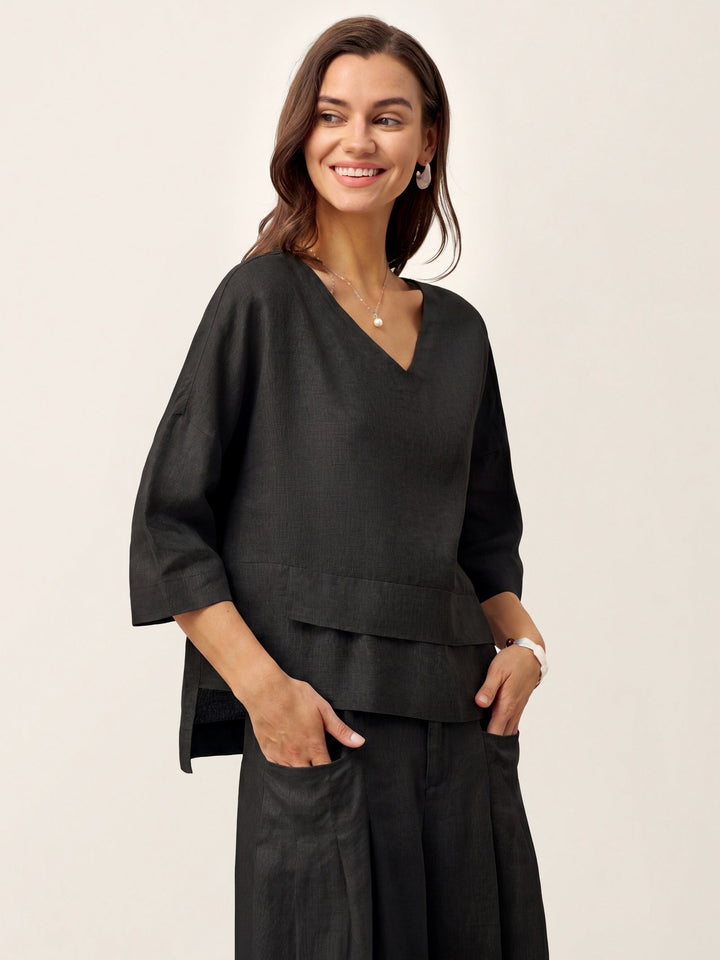 Linen layered overtop with drop shoulders for women