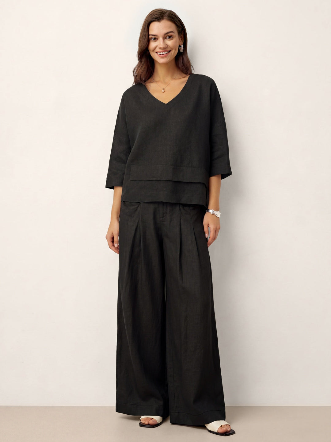 Linen layered overtop with drop shoulders for women
