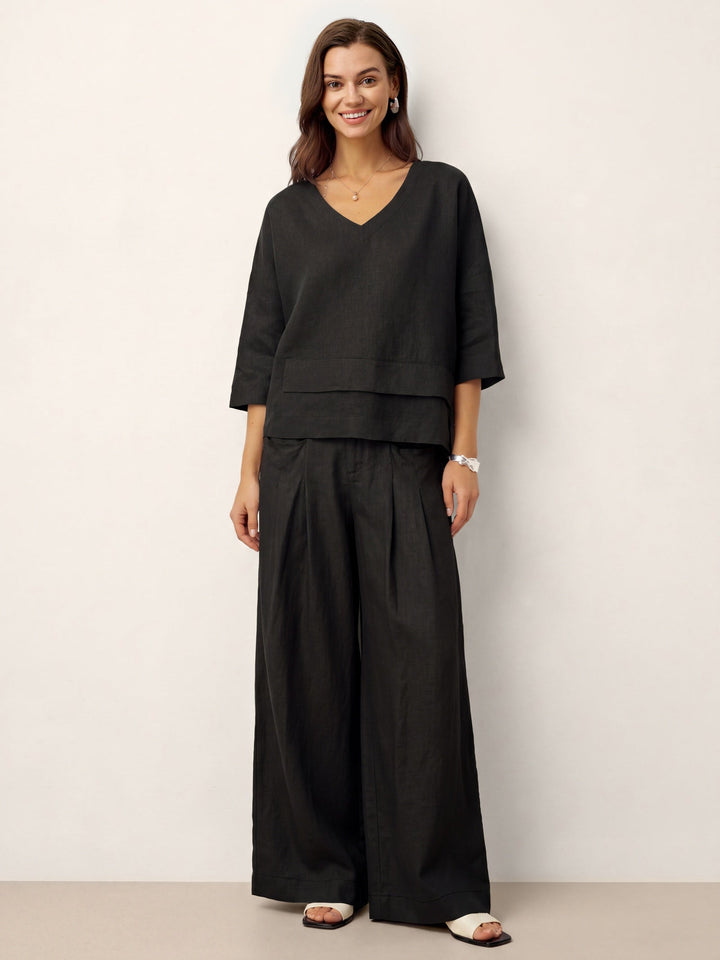 Linen layered overtop with drop shoulders for women