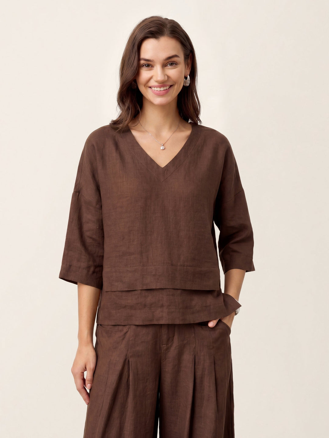 Linen layered overtop with drop shoulders for women
