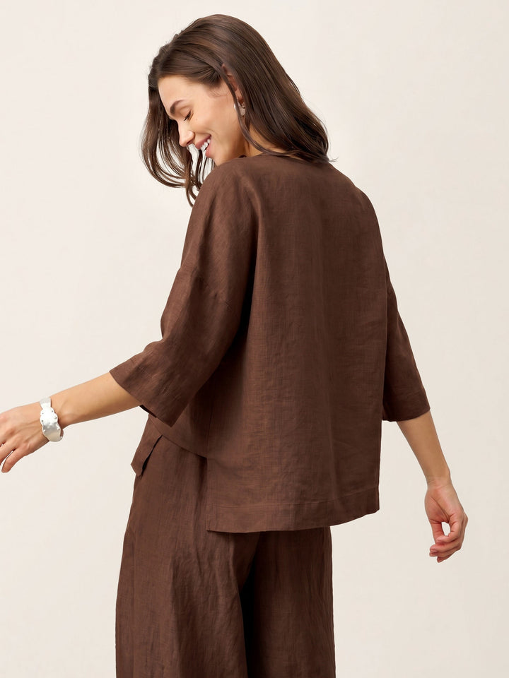 Linen layered overtop with drop shoulders for women