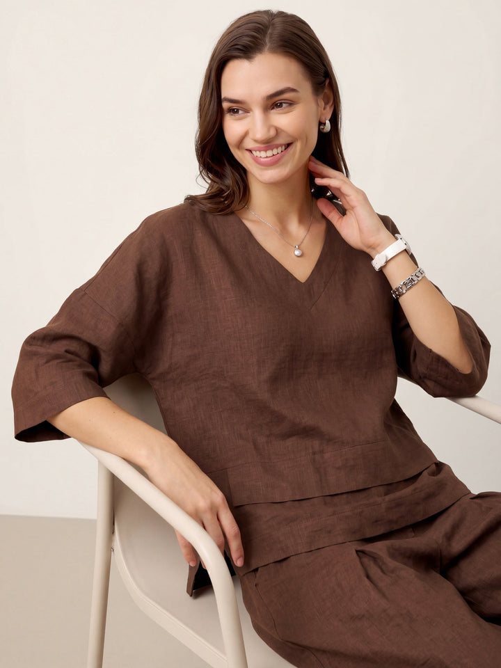 Linen layered overtop with drop shoulders for women