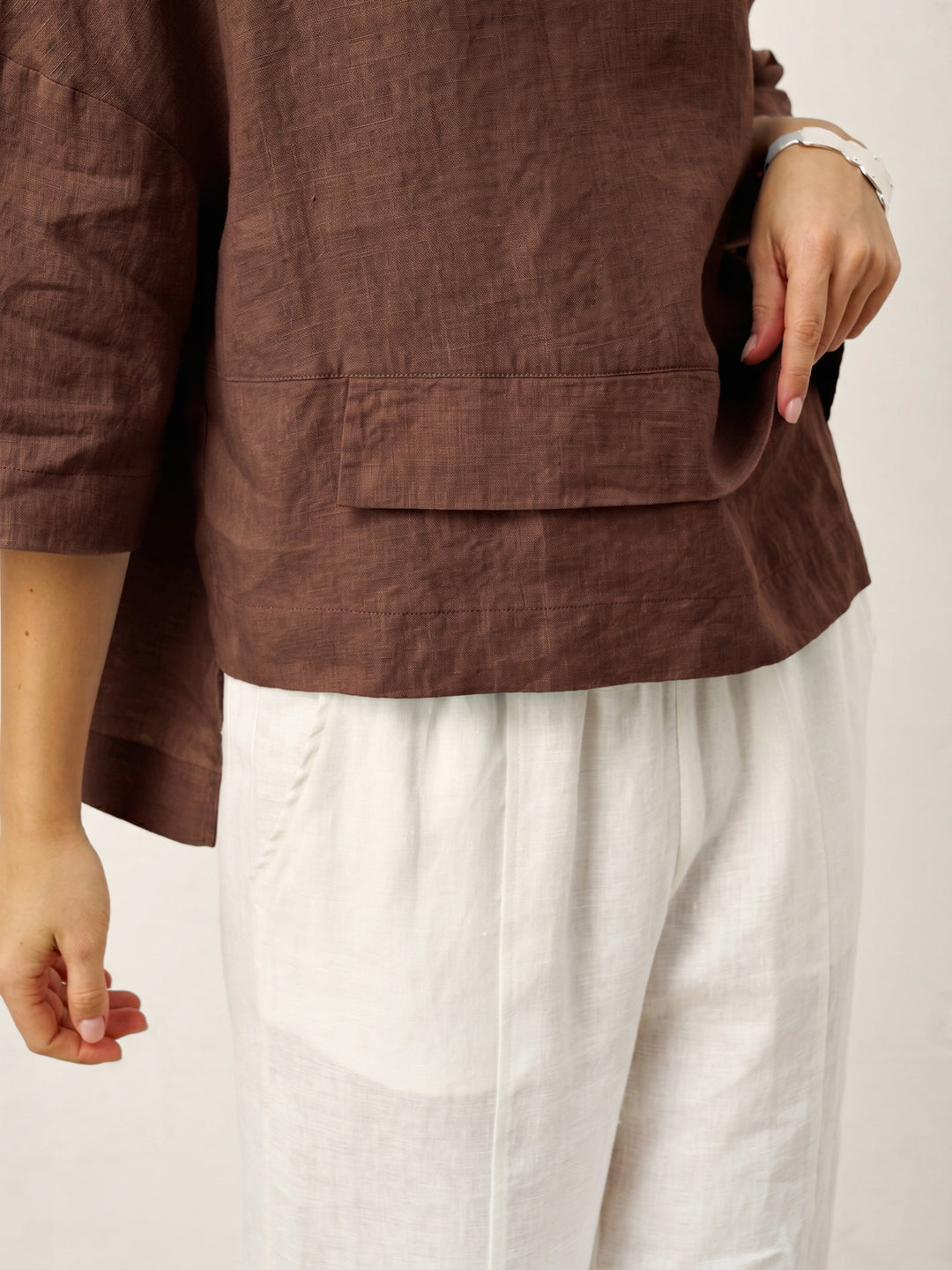 Linen layered overtop with drop shoulders for women