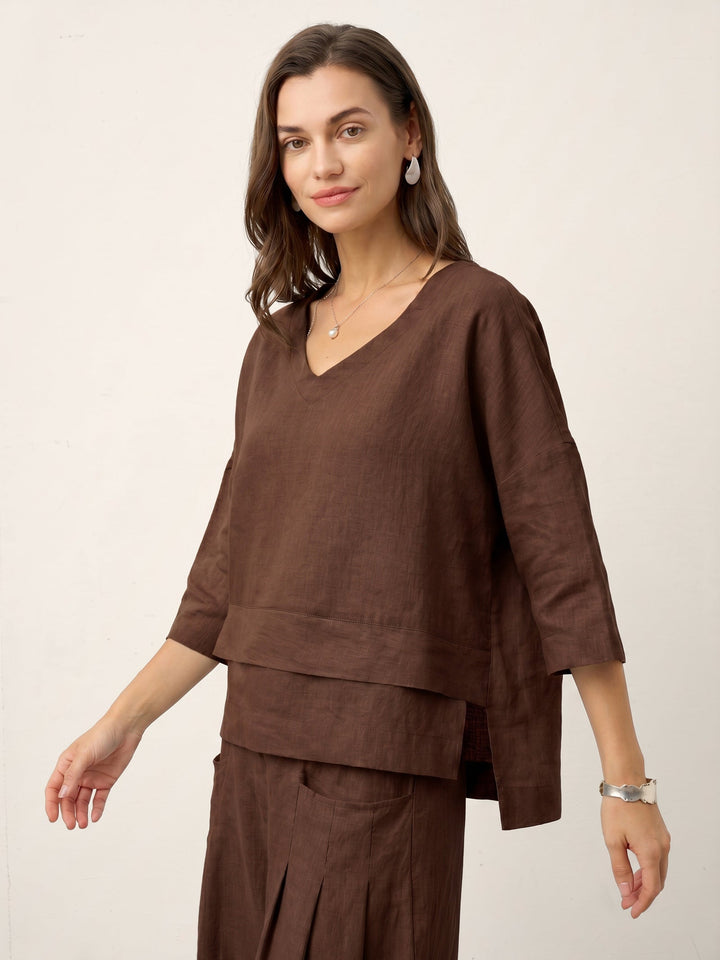 Linen layered overtop with drop shoulders for women