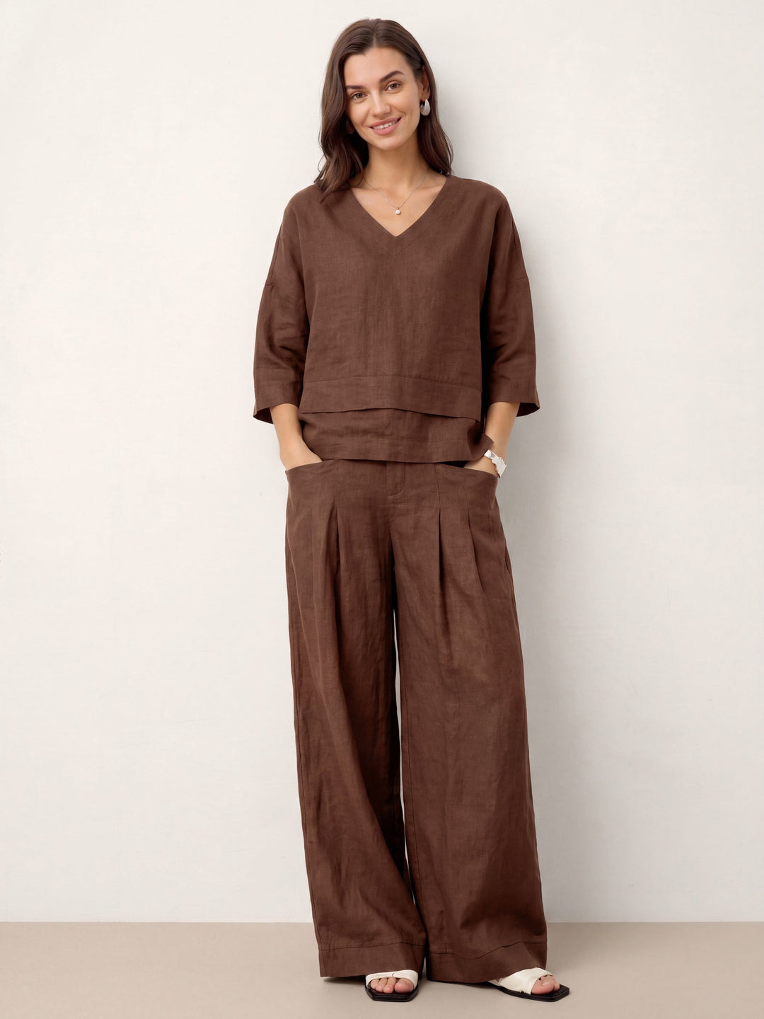 Linen layered overtop with drop shoulders for women