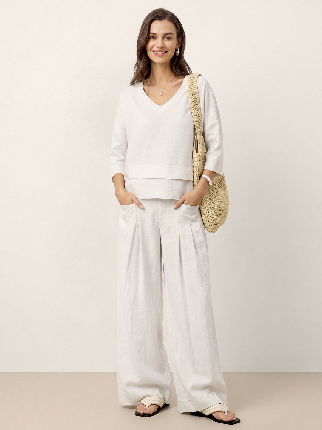 Linen layered overtop with drop shoulders for women