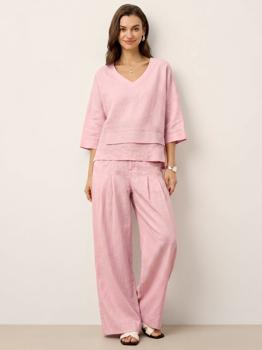 Linen layered overtop with drop shoulders for women
