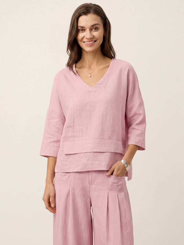 Linen layered overtop with drop shoulders for women