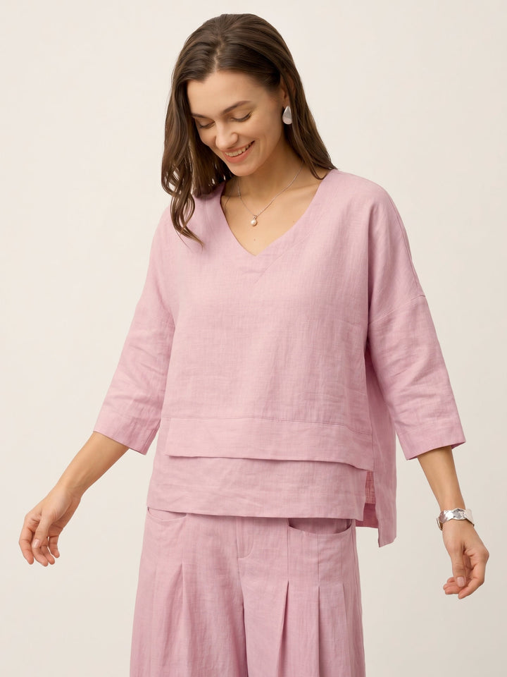 Linen layered overtop with drop shoulders for women