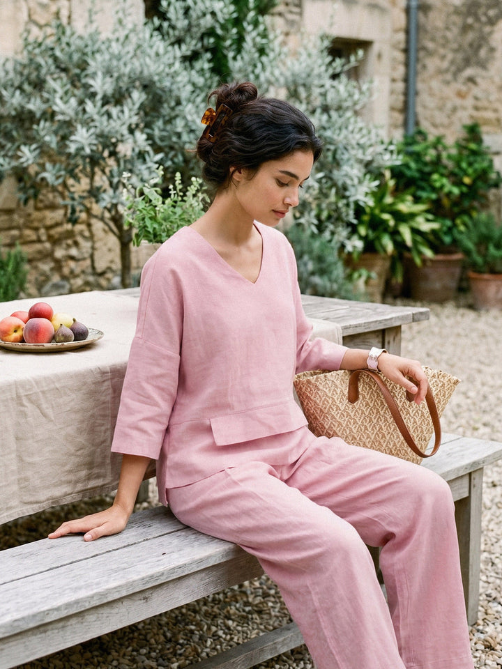 Linen layered overtop with drop shoulders for women