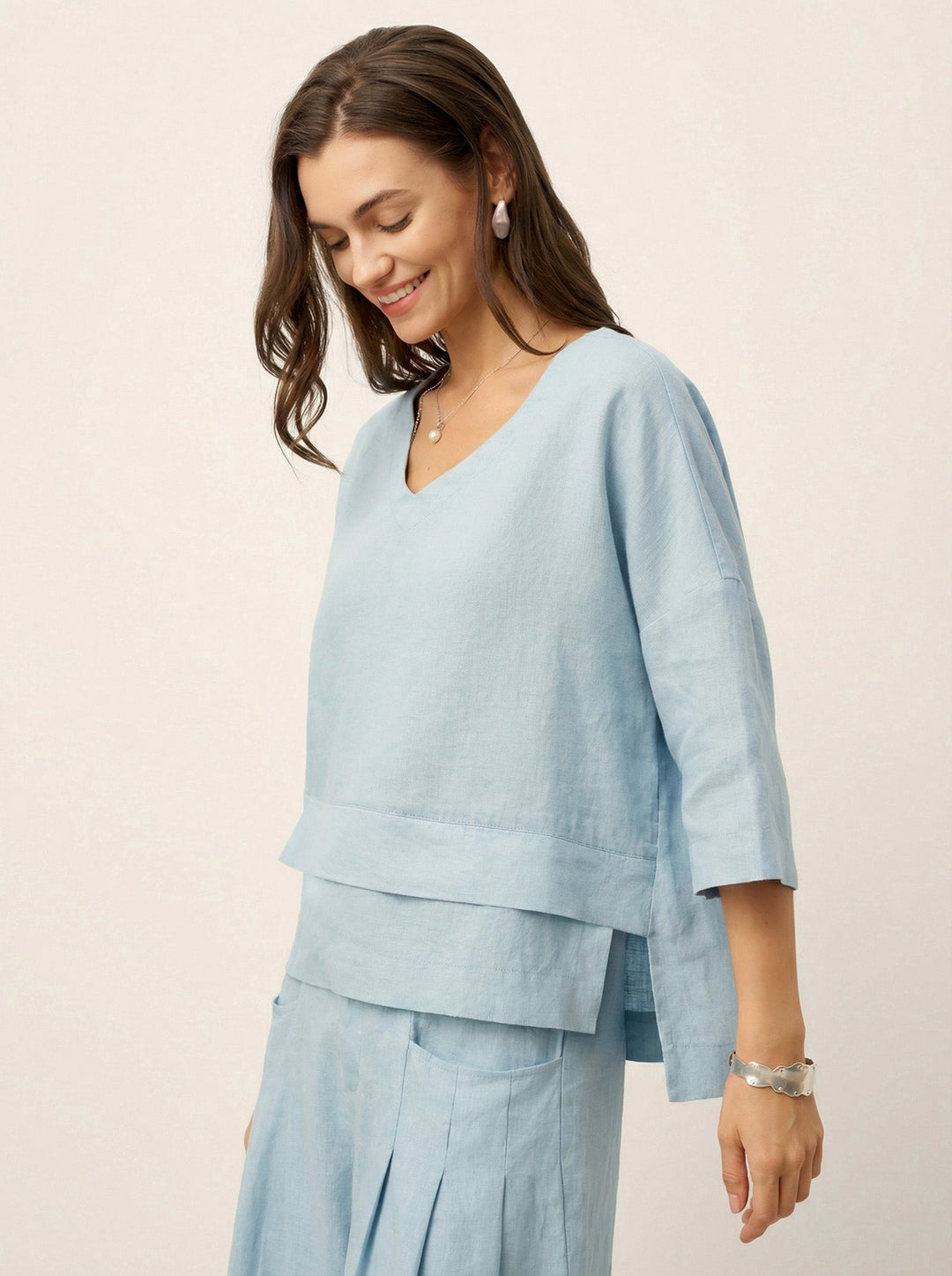 Linen layered overtop with drop shoulders for women
