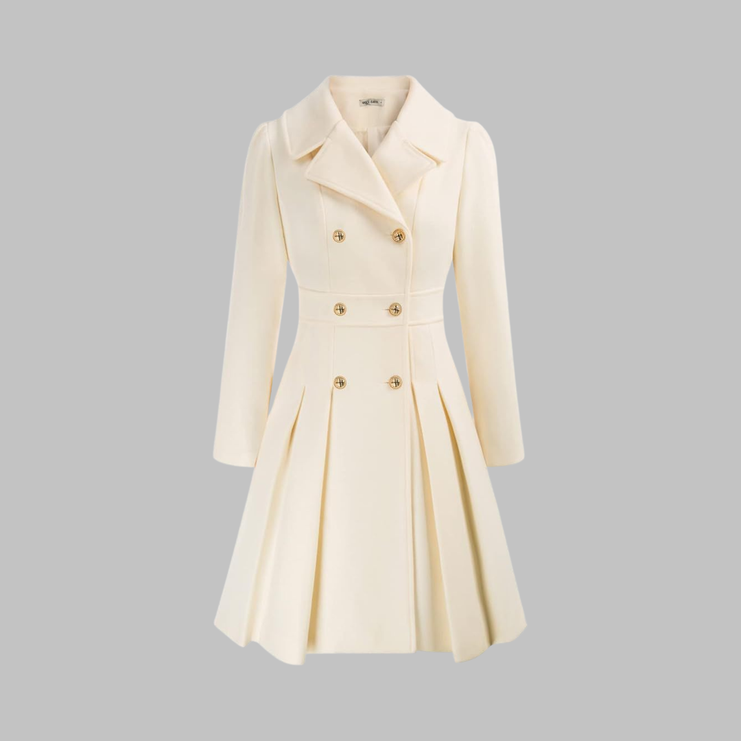 Double-Button Long-Sleeve Coat for Women