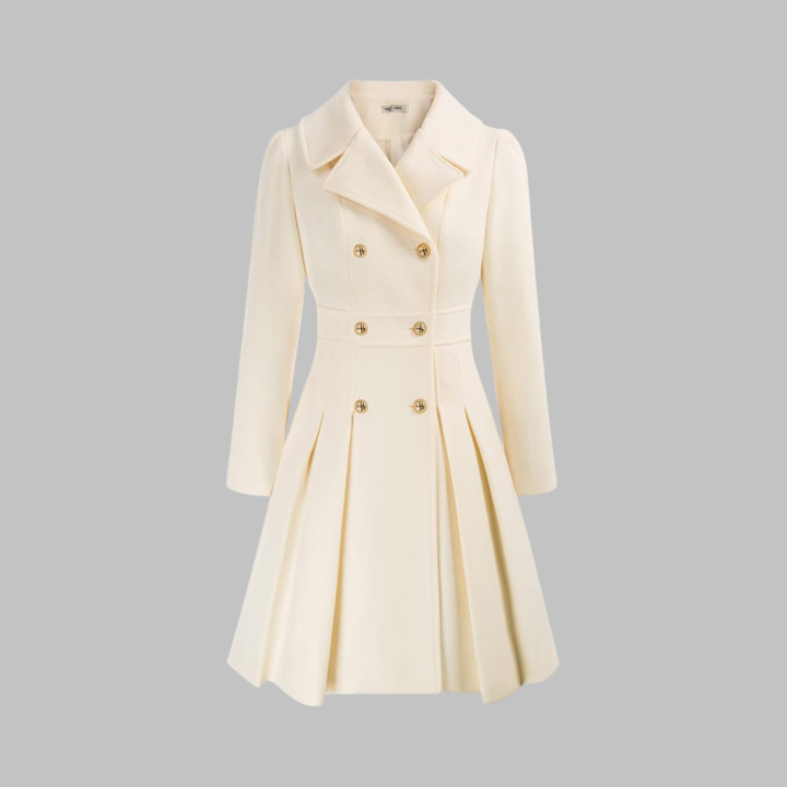 Double-Button Long-Sleeve Coat for Women