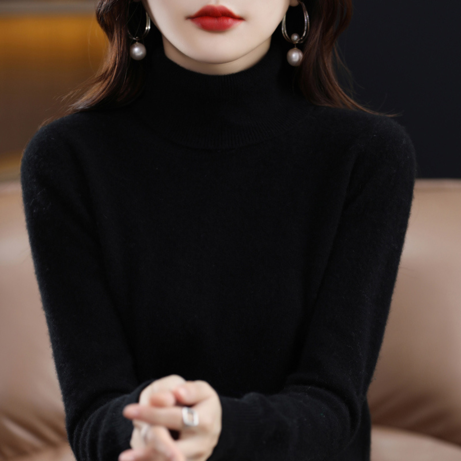 Emmie Turtleneck Sweater in Cashmere for Women – Premium Soft Knit Offering Warmth and Light Comfort