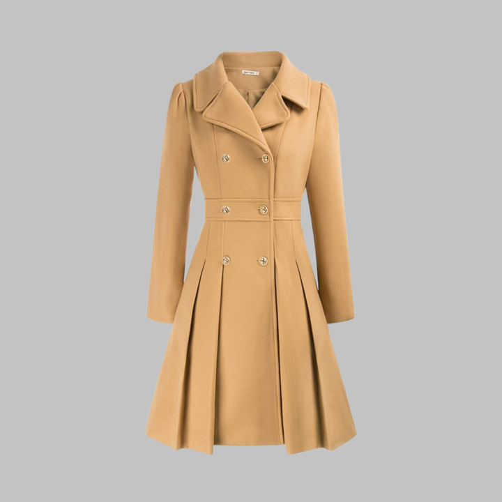 Double-Button Long-Sleeve Coat for Women