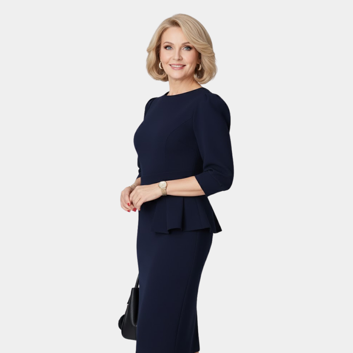 Peplum midi dress with tailored fit for women
