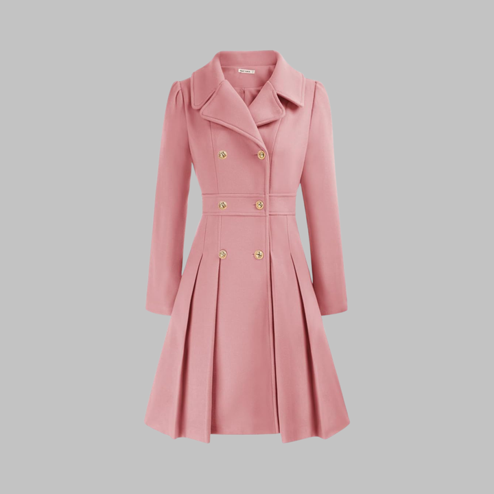 Double-Button Long-Sleeve Coat for Women