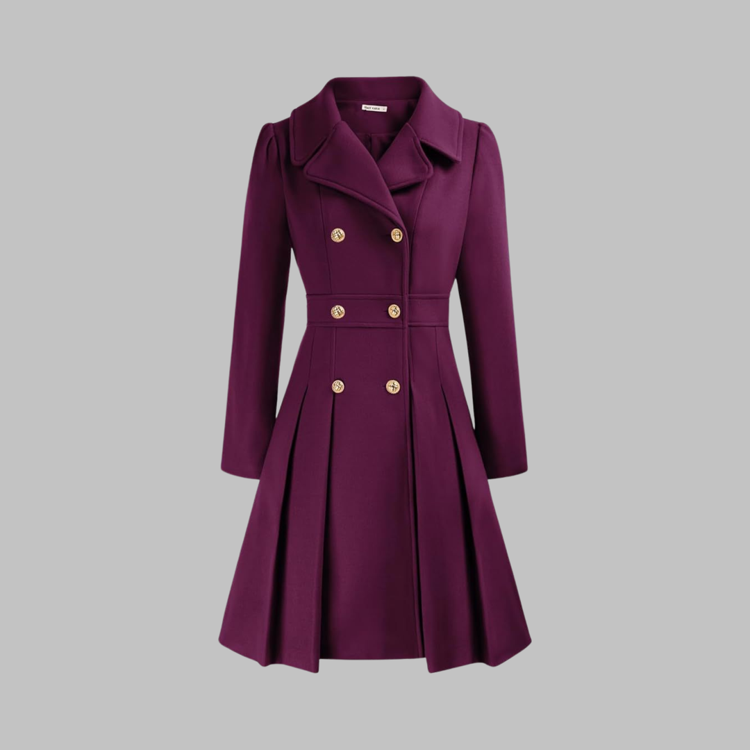 Double-Button Long-Sleeve Coat for Women