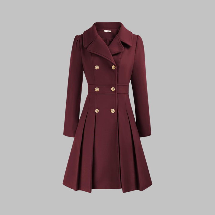 Double-Button Long-Sleeve Coat for Women