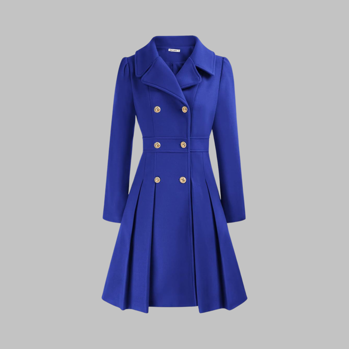 Double-Button Long-Sleeve Coat for Women
