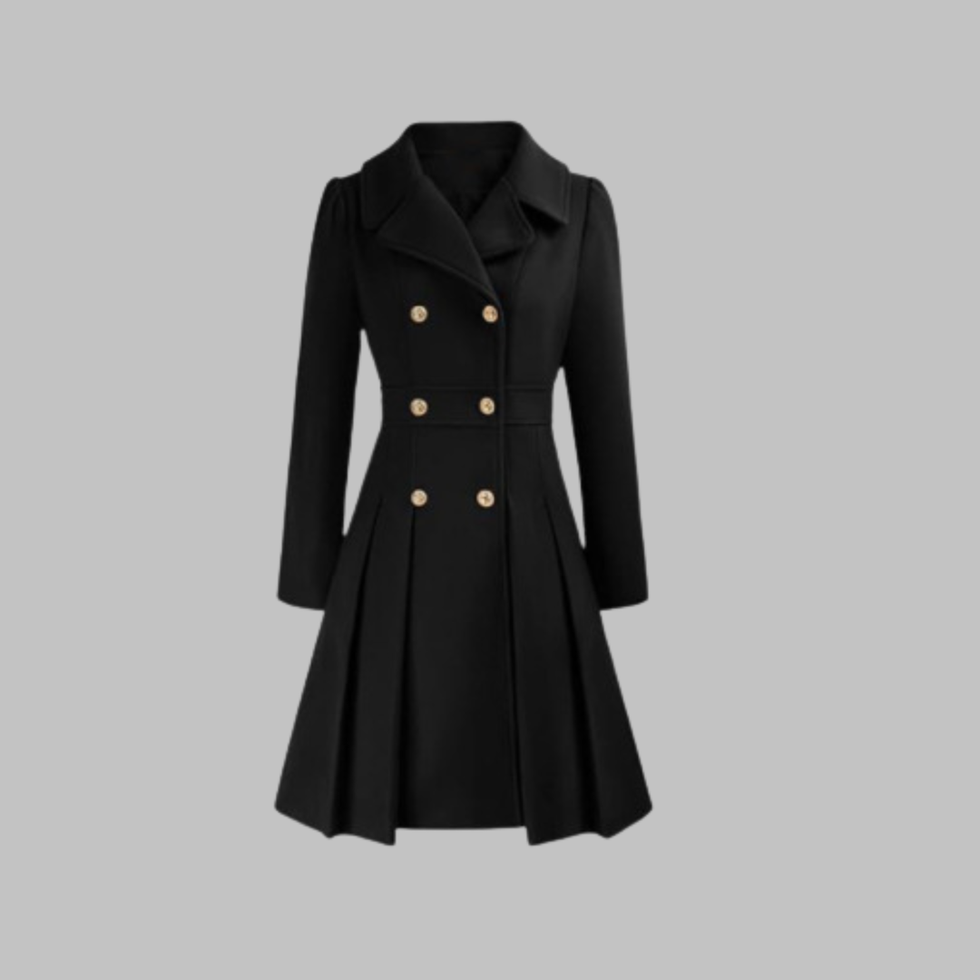 Double-Button Long-Sleeve Coat for Women