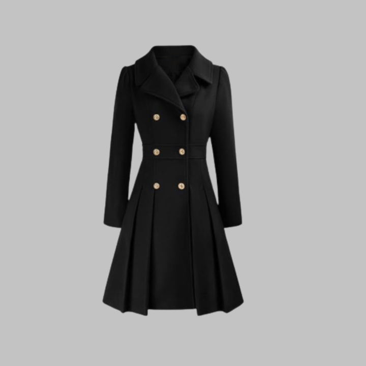 Double-Button Long-Sleeve Coat for Women