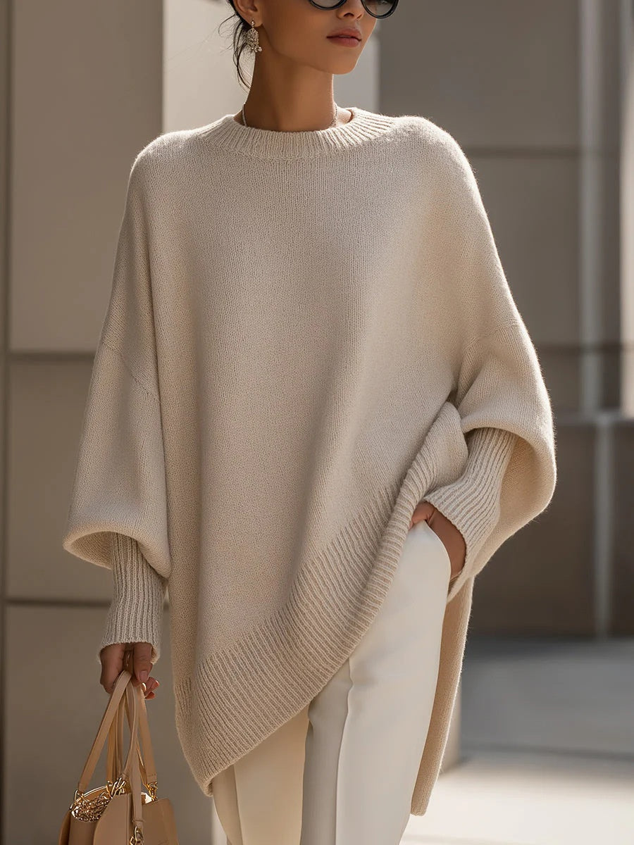 Longline knit sweater oversized relaxed fit for women