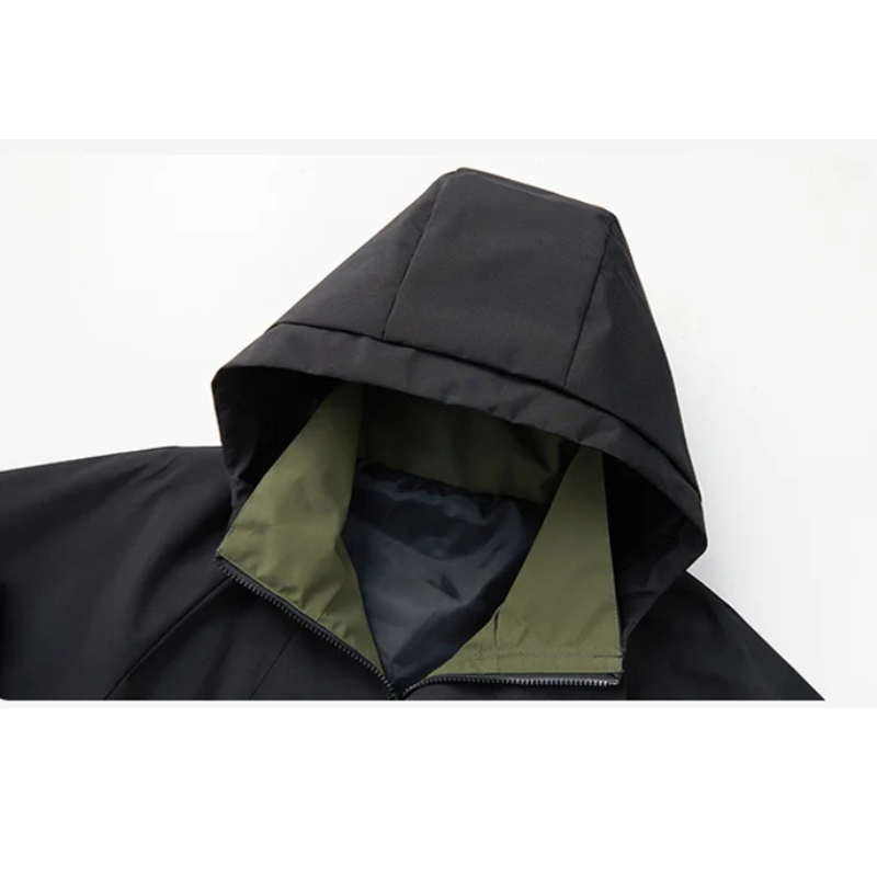 Water-resistant hooded shell jacket for men