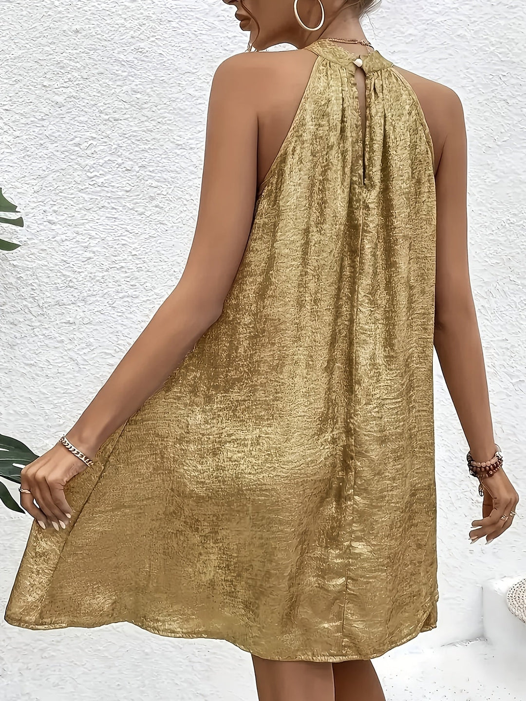 Halter neck A-line dress for women