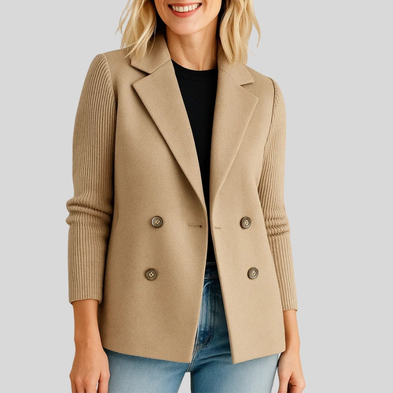 Sweater blazer double-breasted knit sleeves for women