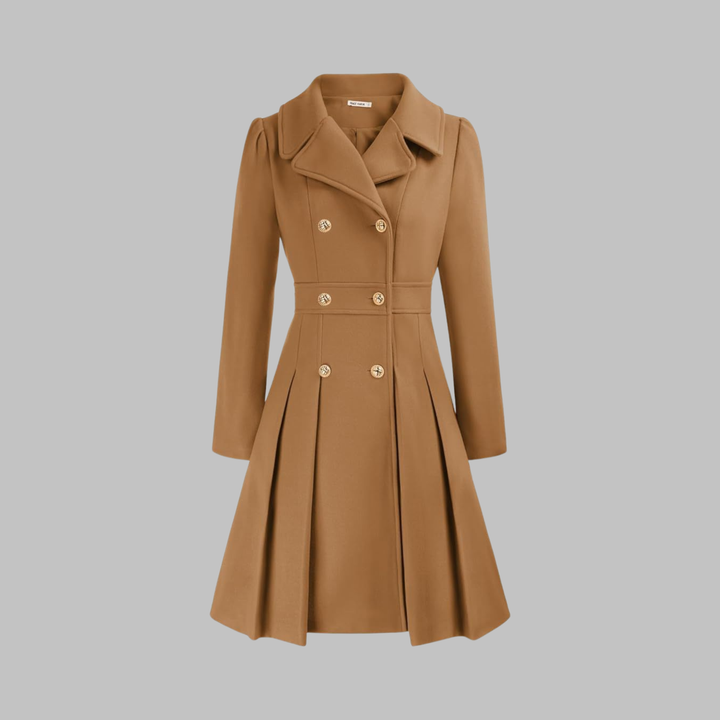 Double-Button Long-Sleeve Coat for Women